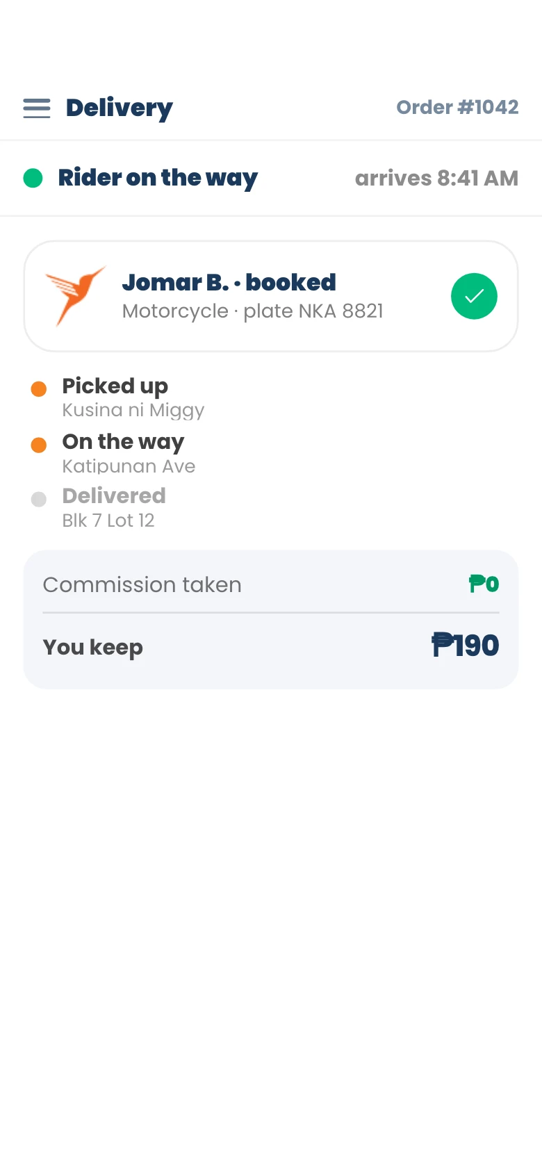 Booking a Lalamove rider from the sale